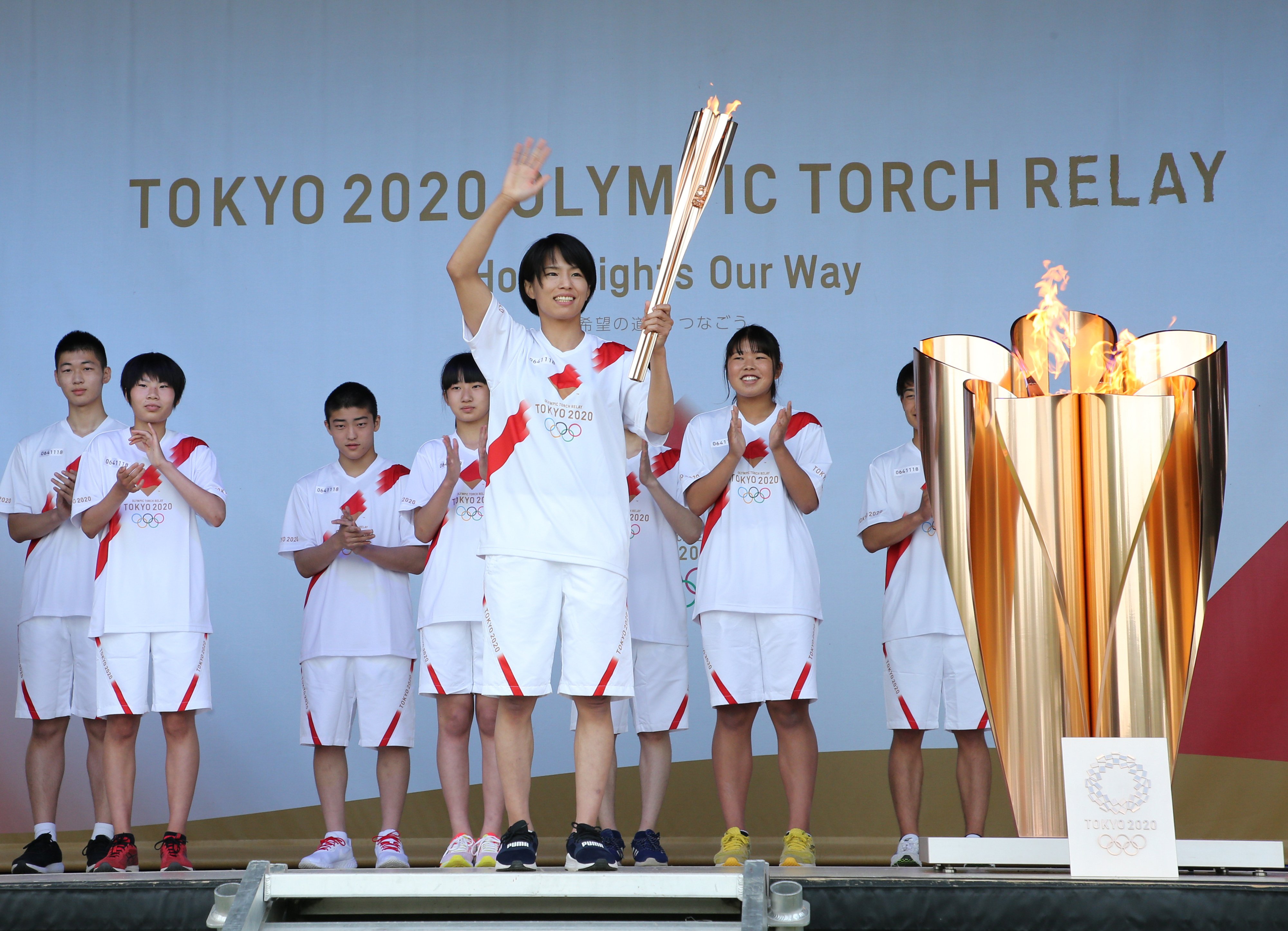 東京五輪の点火セレモニーに参加した松本　©JIJI PRESS