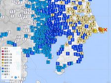 千葉県東方沖を震源とし、銚子市で震度5強を記録した2014年3月14日の地震＝気象庁（震度データベース）より