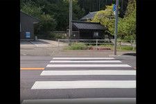 信号のない横断歩道での一幕を映した動画の一部