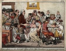 Coloured etching, 1803, after J. Gillray, 1802. Wellcome Collection.