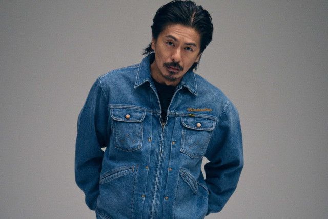 ラングラー×ウィンダンシーのデニムジャケット、コラボロゴの
