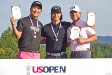 全米オープン出場を決めた河本力、石川遼、清水大成（左から）