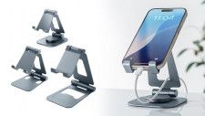 ケースを付けたままでも置ける！角度自在で多機能のスマホ・タブレットスタンド「PDA-STN79GYシリーズ」