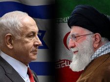 イスラエルのネタニヤフ首相（左）とイランのハメネイ師＝顔写真はロイター、gettyimages