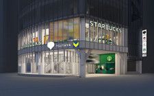 スタバ、SHIBUYA TSUTAYA店舗をリニューアル　店舗デザインに2本のリボンを採用