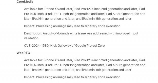 Apple、「詳細は近日公開予定」としていたセキュリティ更新の詳細を公開