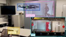 ドローンに搭載の物体認識システムが、プロジェクターに投影された人の映像を人物だと認識している様子