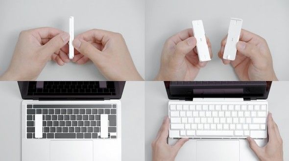 ノートPCに外付けキーボードを“載せて”使える「タイプスティックス／打ち箸」に新色