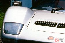 マツダが「ミッドシップ・スーパーカー」実車展示！ 本気で作った「ロータリー搭載モデル」はガルウィング！ 全高1165mmの「超うすうすボディ」登場に涙が止まらない！