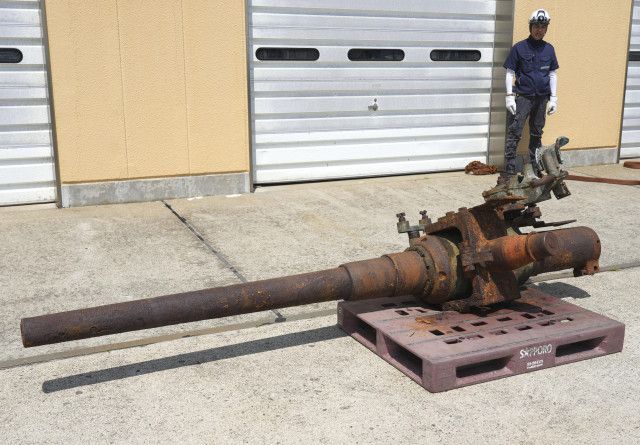 旧日本海軍の大砲か、呉市に売却　北海道近海でカニ漁船が引き揚げ
