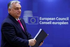 EU首脳会議に出席するハンガリーのオルバン首相＝2023年12月、ベルギー・ブリュッセル（ロイター＝共同）