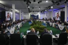 2月29日、ブラジル・サンパウロで開かれたG20財務相・中央銀行総裁会議（AP＝共同）