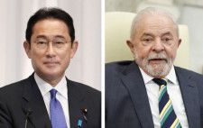 岸田文雄首相、ブラジルのルラ大統領（右、ゲッティ＝共同）