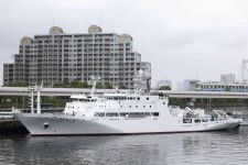 気象庁の新しい海洋気象観測船「凌風丸」＝24日午前、東京・台場