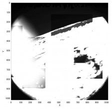 探査機の向きを計測する装置で撮影した月面（JAXA提供）