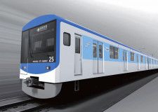 福岡市地下鉄の空港線と箱崎線で運用が始まる「4000系」の車両デザイン（市交通局提供）