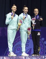 新体操の松坂、3種目で表彰台　アジア選手権