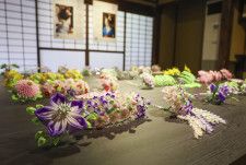 「祇園　花街芸術資料館」に展示されたかんざし＝17日午前、京都市
