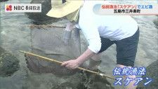 干満の差でできた潮だまりには…伝統漁法「スケアン」で昔ながらの小エビとり　長崎県五島市