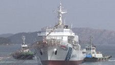 「尖閣諸島」警備に導入　海上保安庁の３５００トン型巡視船「あまみ」玉野市で進水式【岡山】