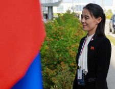 　５月１７日、北朝鮮の金正恩朝鮮労働党総書記の妹である金与正氏は、ロシアとの武器交換を否定した。ロシアのアムール州で２０２３年９月、代表撮影（２０２４年　ロイター）