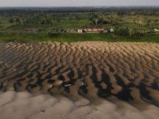 ブラジルのアマゾン熱帯雨林を貫く国道３１９号線は今、世界最大の熱帯雨林アマゾンでインフラ事業と環境保護をどのように両立するのかという課題を象徴する存在となっている。写真はアマゾナス州カレイロ・ダ・バルゼアの干上がった河床。２０２３年１０月撮影（２０２４年　ロイター／Bruno Kelly）