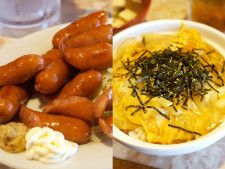 東京・保谷駅近くにある「大衆食堂 きよし」 のウインナー炒め＆玉子丼