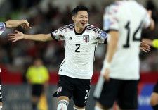 チームの４点目を挙げた菅原。日本はW杯アジア２次予選の第２戦でシリアと対戦し、５−０で快勝を収めた。(C)Getty Images