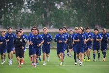U-23アジアカップ、中国戦の前日練習を行なったU-23日本代表。写真：金子拓弥（サッカーダイジェスト写真部）