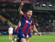 バレンシア戦の後半に３ゴールを決めたレバンドフスキ。（C）Getty Images