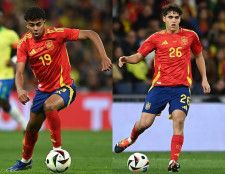 EUROのスペイン代表入りが有力視されている16歳のヤマル（左）と17歳のクバルシ（右）。（C）Getty Images