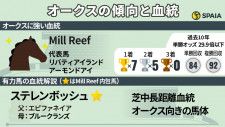【オークス】Mill Reef内包馬が10年で7勝、2着5回と活躍　ステレンボッシュ、ライトバックら該当馬を有力視