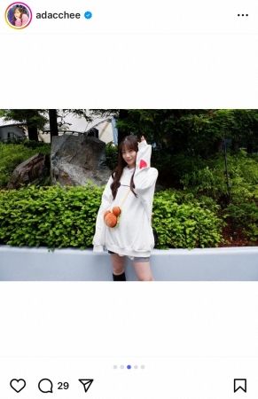 足立梨花　絶対領域全開！ベイマックスコーデに「ちょっと反則級ですって」ファンもん絶