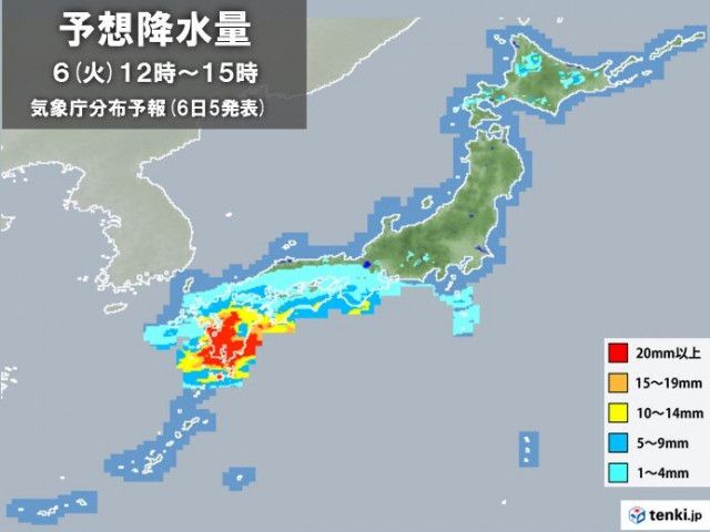 きょう6日　九州南部は昼前後に滝のような雨　北海道も午後は急な雷雨に注意