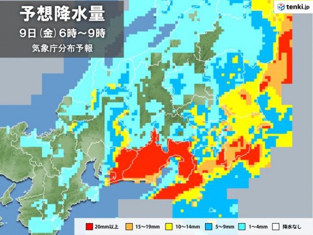 関東甲信　今夜は雨　あす未明〜朝が雨のピーク　局地的に激しい雨　通勤時間帯も注意