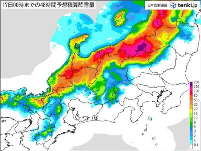 明日15日から日本海側は大雪や猛吹雪に警戒　北陸地方は雪の量が一気に増える恐れも