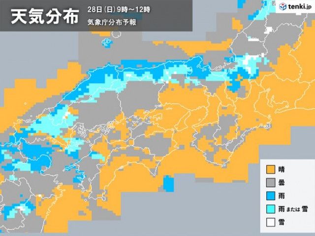 明日28日(日)　西日本はあちこちで雪や雨が降り雷を伴う所も　落雷やなだれに注意