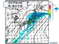 あす8日にかけて九州〜関東は大雨に警戒　東北北部や北海道には雪雲がかかる