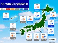 きょう8日　関東甲信から北海道　北風がヒンヤリ　3月並みの肌寒さの所も