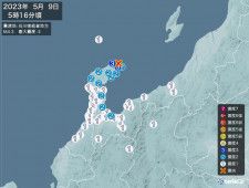 石川県で震度3の地震　津波の心配なし
