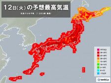 12日　東北や九州で猛暑日迫る暑さ　各地で残暑厳しく　熱中症注意
