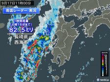 九州北部　ライン状の活発な雨雲　長崎県で猛烈な雨　今夜まで土砂災害に厳重警戒