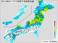 28日頃　北日本で大雨の恐れ　東・西日本は蒸し暑く　東京34℃と猛暑日に迫る暑さ