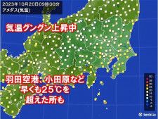 関東　早いペースで気温上昇中　午前8時台には25℃超も　都心など広く夏日予想