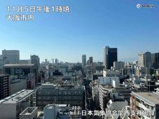大阪市で気温27.7℃　11月の観測史上最高気温　46年ぶりに更新