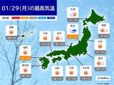 今日29日〜明日30日　広い範囲で晴天　日差しの有効活用を　31日は西日本で雨