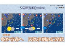 中国地方　3日節分と4日立春の日中は雨がやむ　5日月曜は冷たい雨で真冬の寒さ