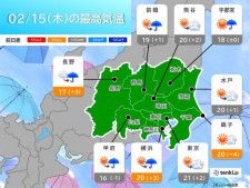 15日の関東　東京など今年初20℃超えに　晴れていても夜は荒天　「春一番」も?