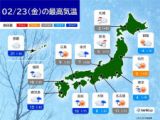 23日　冷たい雨や雪　関東の平野部は雪まじり　真冬の寒さ　路面の凍結などに注意