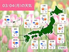 明日4日　北陸は春の雷　関東〜九州は春の日差し　季節は一進一退　まだ寒い日あり